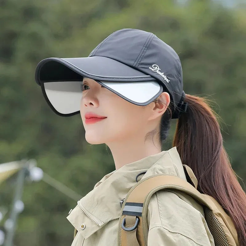 Wide Brim Sunscreen Baseball Hat Adjustable Visor UV Protection Sports Cap Sun Protection Reflective Strip Sun Visor Hat Outdoor
