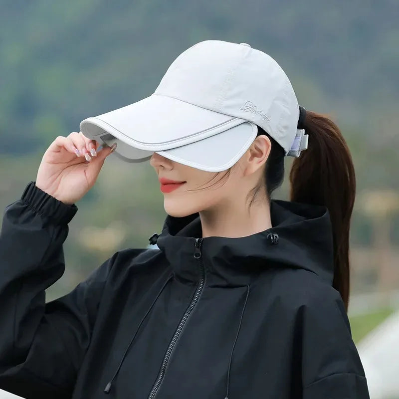 Wide Brim Sunscreen Baseball Hat Adjustable Visor UV Protection Sports Cap Sun Protection Reflective Strip Sun Visor Hat Outdoor